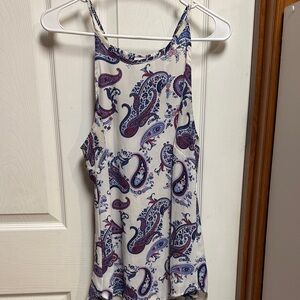 Cotton On White Paisley Tank with Blue & Purple Accents